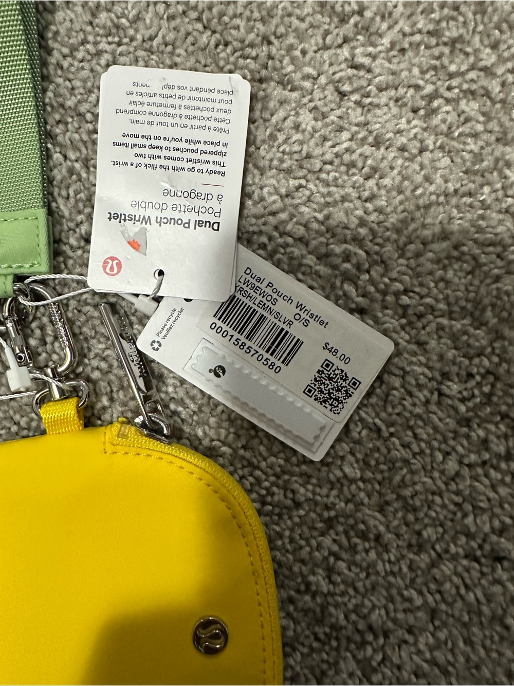 NWT! Lululemon dual pouch wristlet in yellow and green - Picture 3 of 3